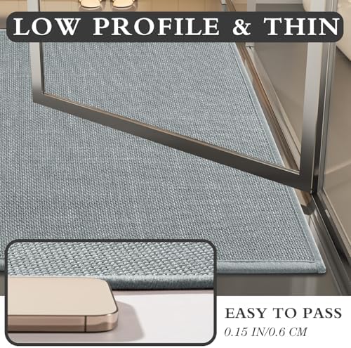YIHOUSE Bathroom Rugs Thin Bath Mat Sets 3 Pieces Quick Dry,Light Grey