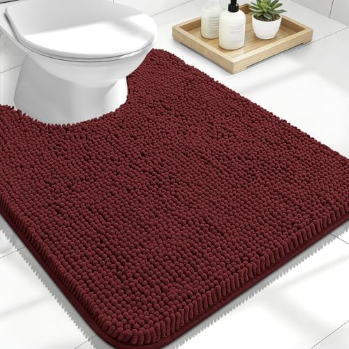 OLANLY Toilet Rugs U-Shaped 24x20, Soft Absorbent Chenille Contour Rugs