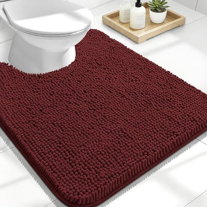 OLANLY Toilet Rugs U-Shaped 24x20, Soft Absorbent Chenille Contour Rugs