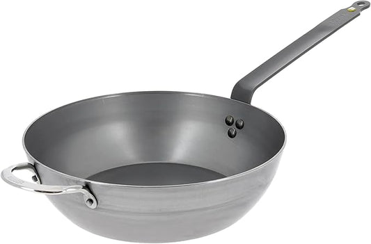 de Buyer MINERAL B Carbon Steel Country Fry Pan - 12.5” Diameter, 8.9” Cooking Surface - Ideal for Sauteing, Simmering, Deep & Stir Frying, One-Pan Meals - Naturally Non-Stick Finish - Made in France