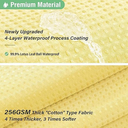 Dynamene Extra Long Waffle Shower Curtain 256 GSM Fabric 72"x84" Yellow