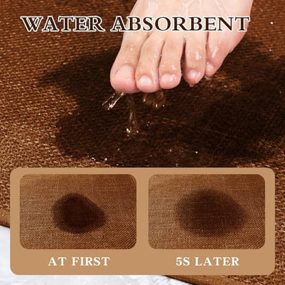 chakme Bathroom Rugs Mat 47x17, Ultra Thin Bath Rug Non Slip Runner Quick Dry Absorbent Bath Mat for Bathroom, (Rust, 47"x17")
