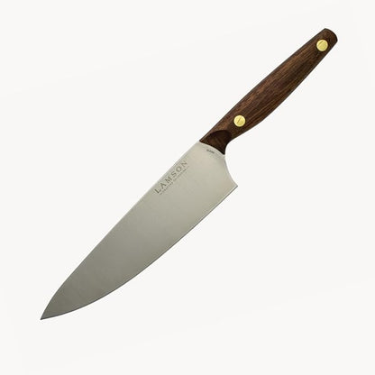 Lamson Vintage 8" Chef's Knife, Hi-Carbon Stainless Steel Blade, Double Riveted for Balance, Ideal for Dicing, Slicing & Chopping, Kitchen Knives - Walnut Handle