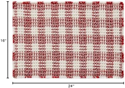 TYUU Small Christmas Bathroom Rug, Cute Waffle Bath Mat, 24x16 Red & White