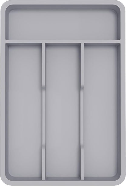 Lifewit Silverware Drawer Organizer Tray, Plastic Cutlery Storage for Kitchen, Flatware and Utensil Holder Divider for Spoons Forks Knives Tableware, 7.8 x 12.4", 4 Slots, Gray