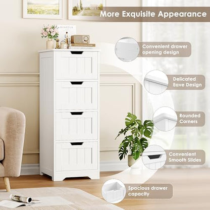 FOTOSOK Bathroom Storage Cabinet Set of 2, Bathroom Cabinet with 4 Drawers