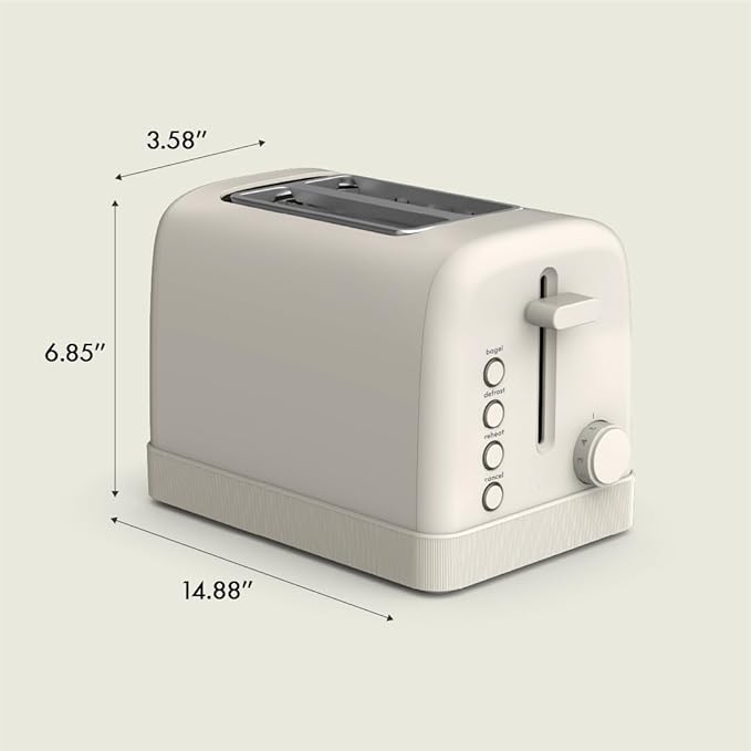 bella 2 Slice Toaster,6 Setting Shade Control w Reheat,Cancel,Bagel & Defrost Buttons,Removable Crumb Tray,Anti Jam & Auto Shutoff,Auto Centering Guides-& Cord Wrap,900 Watt,Oatmilk,(Pack of 6)