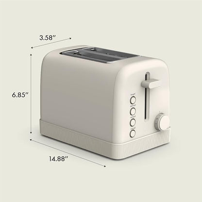 bella 2 Slice Toaster,6 Setting Shade Control w Reheat,Cancel,Bagel & Defrost Buttons,Removable Crumb Tray,Anti Jam & Auto Shutoff,Auto Centering Guides-& Cord Wrap,900 Watt,Oatmilk,(Pack of 6)