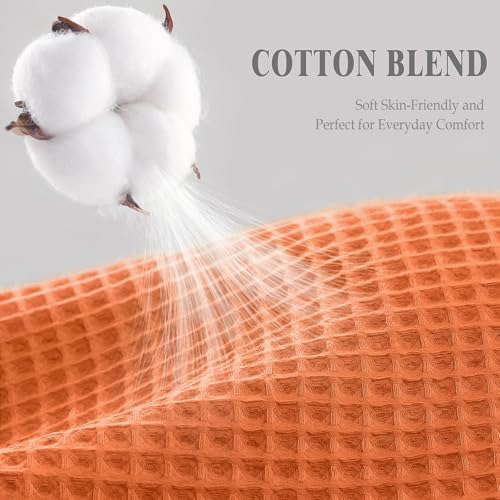 Waffle Shower Curtain Heavyweight Cotton Fabric Fall Orange 72Wx72L