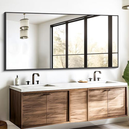 DESBING Black Bathroom Mirror for Wall, 72x30 Inch Rectangle Mirrors with Metal Frame, Modern Vanity Wall Mirror Decor for Entryway Hangs, Bathroom Living Room Horizontal or Vertical