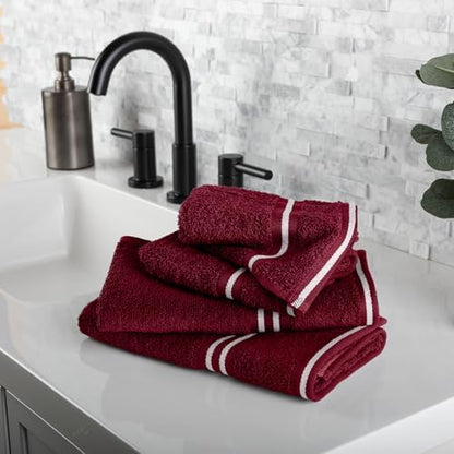 Lavish Home Bathroom Towels Set, Bathroom Essentials, Burgundy, Set of 8