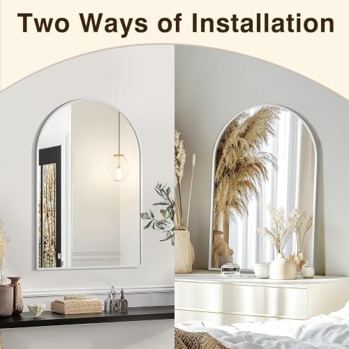 FICTOR 20" x 30" Arched Bathroom Vanity Mirror for Over Sink, Silver