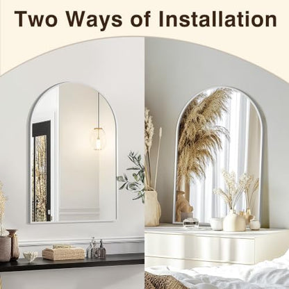 FICTOR 20" x 30" Arched Bathroom Vanity Mirror for Over Sink, Silver
