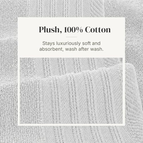 Modern Threads 6 Piece Bath Towel Set – Bathroom Towel Set with 2 Bath Towels, 2 Hand Towels & 2 Washcloths – 100% Cotton, Soft & Absorbent – Geometric (Silver Cloud)
