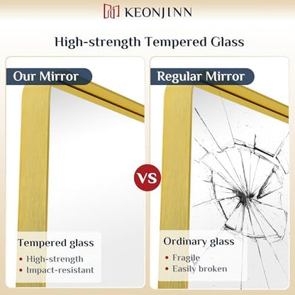 Keonjinn 48 x 24 Inch Brushed Gold Bathroom Mirrors for Over Sink