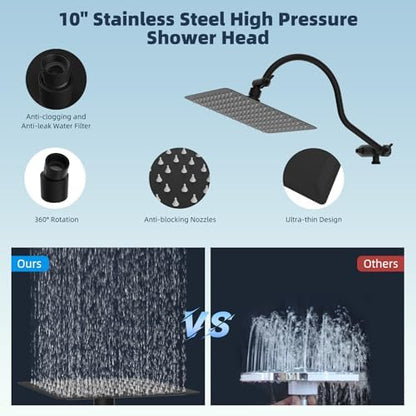 Hibbent All Metal cUPC Certified High Pressure Rainfall 10'' Shower Head