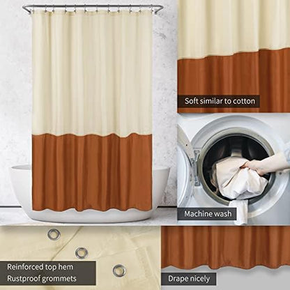 ALYVIA SPRING Waterproof Fabric Shower Curtain or Liner Cream/Orange, 72x72