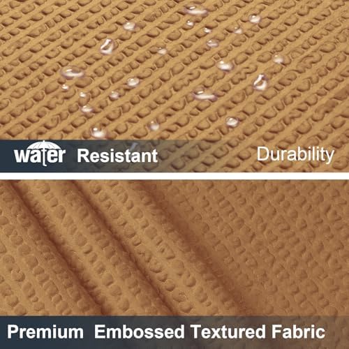 OWENIE Gold Shower Curtain or Bathroom 72x72 Inch, 3D Embossed Textured Waffle Fabric Shower Curtains, Soft Hotel Farmhouse Style, Water Repellent, Machine Washable, Gold, 72" W x 72" L