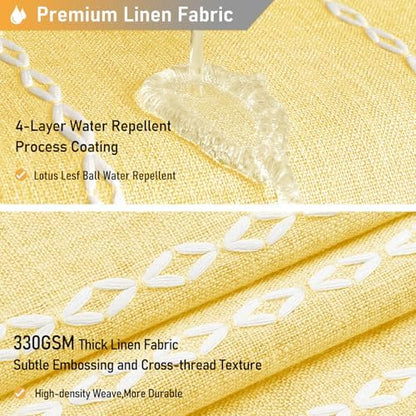 BTTN 72x78 Long Boho Farmhouse Linen Heavy Duty Shower Curtain Set, Yellow