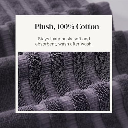 Modern Threads 6 Piece Bath Towel Set – Bathroom Set with 2 Bath Towels, 2 Hand Towels, and 2 Wash Cloths – 100% Cotton, Super Absorbent & Extra Soft – Reversible Natural Vine (Purple)