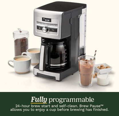 Cuisinart Personal Brew™ 12-Cup Coffee Maker, Automatic Coffee Machine, Programmable Coffee Maker for Home Brewing Convenience with Adjustable Brew Strength, Stainless Steel/Black, DCC-12