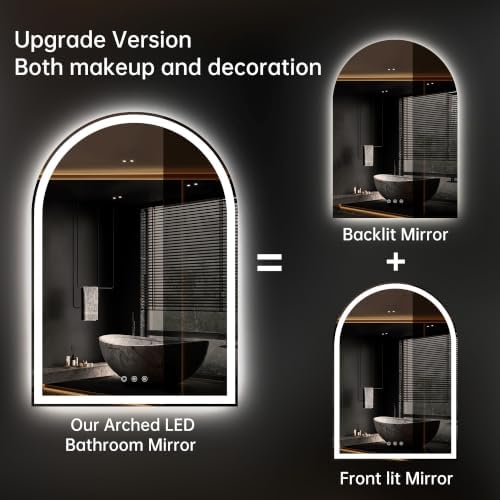 24"x36" Arched LED Lighted Bathroom Mirror with Lights