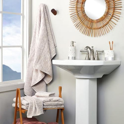 SKL Home CloudSoft Hand Towel Set, 2-Piece, 100% Cotton Luxury, Oatmeal