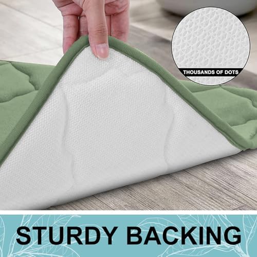 OLANLY Memory Foam Bath Mat Rug 24x16, Ultra Soft Bathroom Rugs, Sage Green