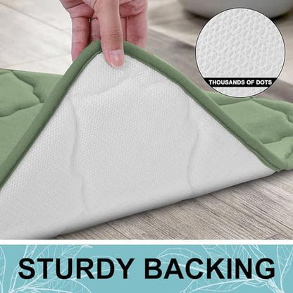 OLANLY Memory Foam Bath Mat Rug 24x16, Ultra Soft Bathroom Rugs, Sage Green
