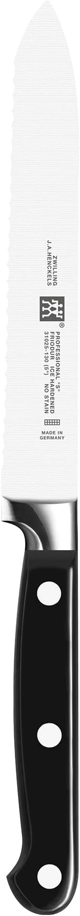 ZWILLING Professional S 5-inch Razor-Sharp German Serrated Utility Knife, Made in Company-Owned German Factory with Special Formula Steel perfected for almost 300 Years, Dishwasher Safe