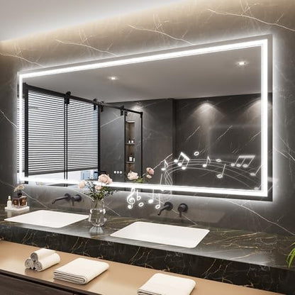 Keonjinn 84" x 40" LED Bathroom Mirror with Lights, Bluetooth Speaker