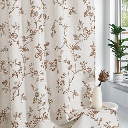 MitoVilla Long Cotton Floral Shower Curtain for Bathroom,72 x 78