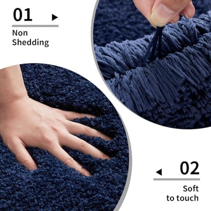 Disolla Navy Bathroom Rug 24x36 - Non-Slip Plush Thick Bath Mat, Highly Absorbent & Ultra Soft Fluffy Floor Mat, Machine Washable for Shower and Tub