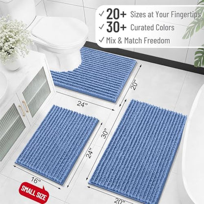 OLANLY Bathroom Runner Rugs 47x17, Thick Soft Absorbent Chenille Bath Rugs