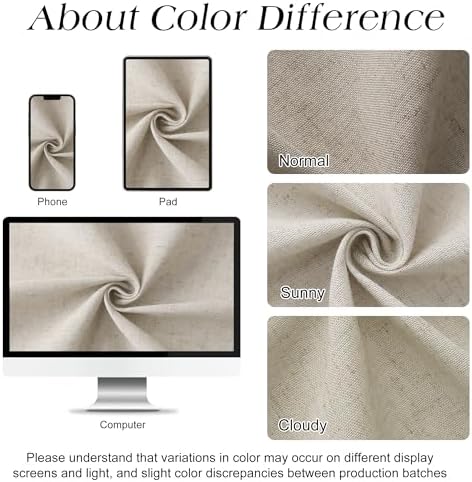 Naturoom Linen Shower Curtain 80 Inch Long for Bathroom Apricot 1 Panel