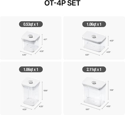 VAKUEN Premium Airtight Food Storage Containers 4-piece/Set, BPA Free, 100% Leak Proof, Keep food fresh up to 5 times longer than non-vacuum storage