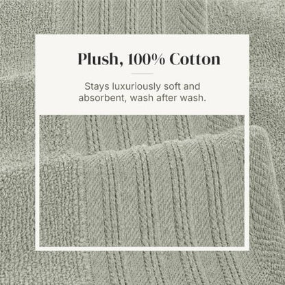 Modern Threads 6 Piece Bath Towel Set – Bathroom Towel Set with 2 Bath Towels, 2 Hand Towels & 2 Washcloths – 100% Cotton, Soft & Absorbent – Geometric (Soft Olive)
