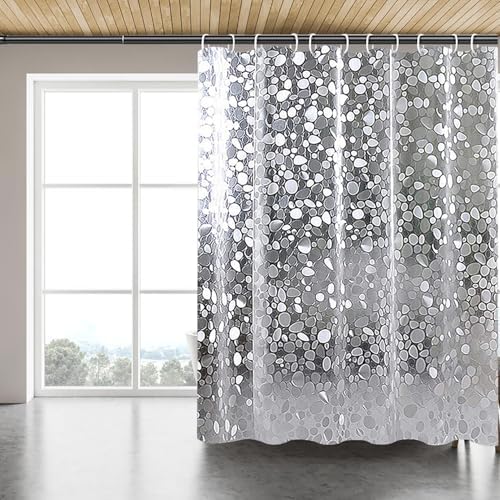 Clear Shower Curtain Liner, 100% Waterproof EVA 3D Shower Curtains with 3 Duty Heavy Bottom Magnets and 12 Rust Proof Grommets, 72x72 Weighted Shower Liner for Shower Stall, Bathtubs