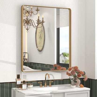 28x32 Inch Gold Bathroom Vanity Mirror