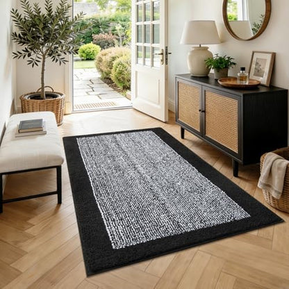 48x32 Large Bathroom Rugs Non Slip Washable, Soft Absorbent Bath Mat Black