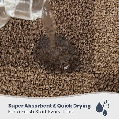 PURRUGS Bathroom Rug Non-Slip Machine Washable 30" x 60", Super Absorbent and Quick-Dry Bath Mat, Extra Soft and Plush Bath Rug for Shower, Bathtub and Sink, Grayish Brown & Coffee