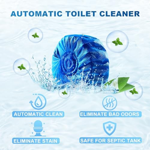 Msvvko Toilet Bowl Cleaner Tablets 40 Pcs, Septic Safe Automatic Toilet Tank Cleaner with Sustained-Release Technology, Powerful Long-Lasting Blue Tabs for Bathroom Stain Remover & Deodorizer