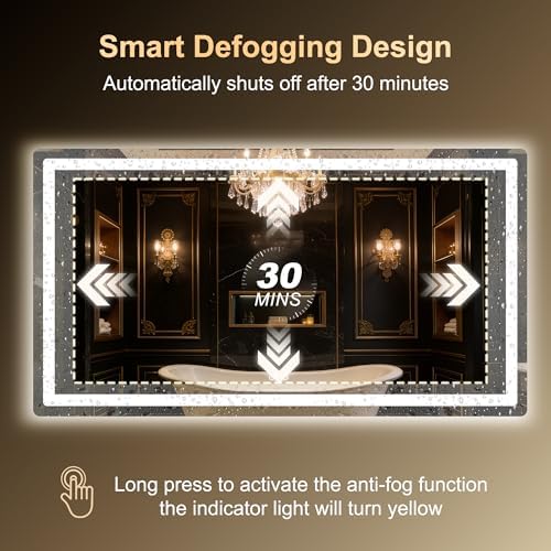 LED Bathroom Mirror, 55"x30" Bathroom Vanity Mirror with Lights