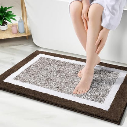 OLANLY Bathroom Rugs 36x24, Soft Absorbent Microfiber Bath Rugs, Brown