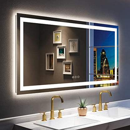 55x30 LED Bathroom Mirror with Lights, Lighted Vanity Mirror