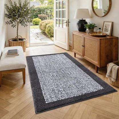 48x32 Bathroom Rugs Non Slip Washable, Soft Absorbent Bath Mat Dark Grey