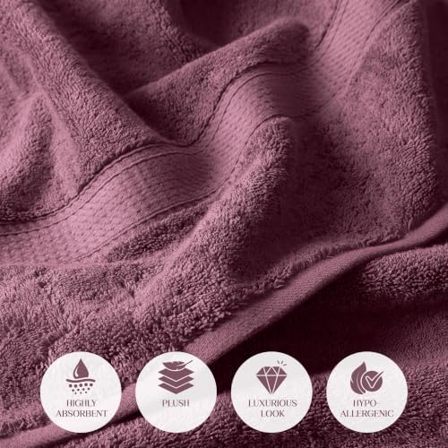 SUPERIOR Egyptian Cotton Ultra Plush & Absorbent, 3 Piece Set, Plum