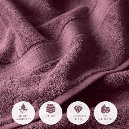 SUPERIOR Egyptian Cotton Ultra Plush & Absorbent, 3 Piece Set, Plum