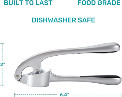 HiramWare Garlic Press, Premium Rust Proof Kitchen Garlic Mincer Crusher Squeezer with Ergonomic handle, Ginger Crusher with Good Grip, Easy to Clean, Dishwasher Safe