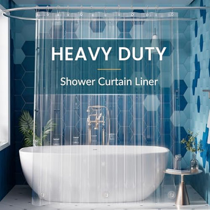 Titanker Clear Shower Curtain Liner, Premium PEVA Shower Liner Heavy Duty Waterproof Shower Curtains for Bathroom with Big Stones and Grommets, 72x72 Inches